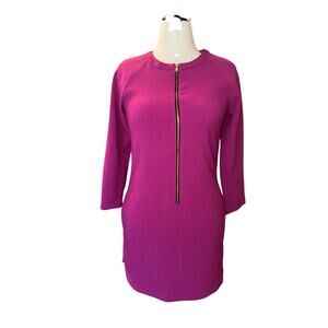 Rachel Roy pink zip up mod dress 3/4 sleeve sz M
